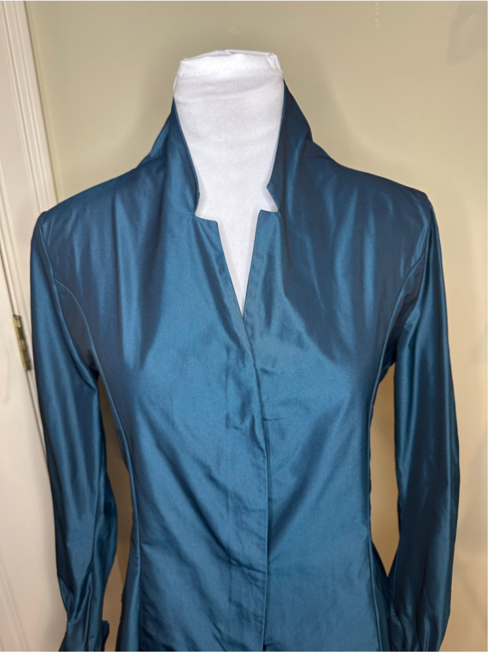 ELM by Matthildur Teal Architectural Blouse - Size 1 (Small) Lagenlook - Picture 3 of 6